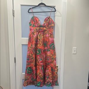 Farm Rio Tiered Midi Dress M